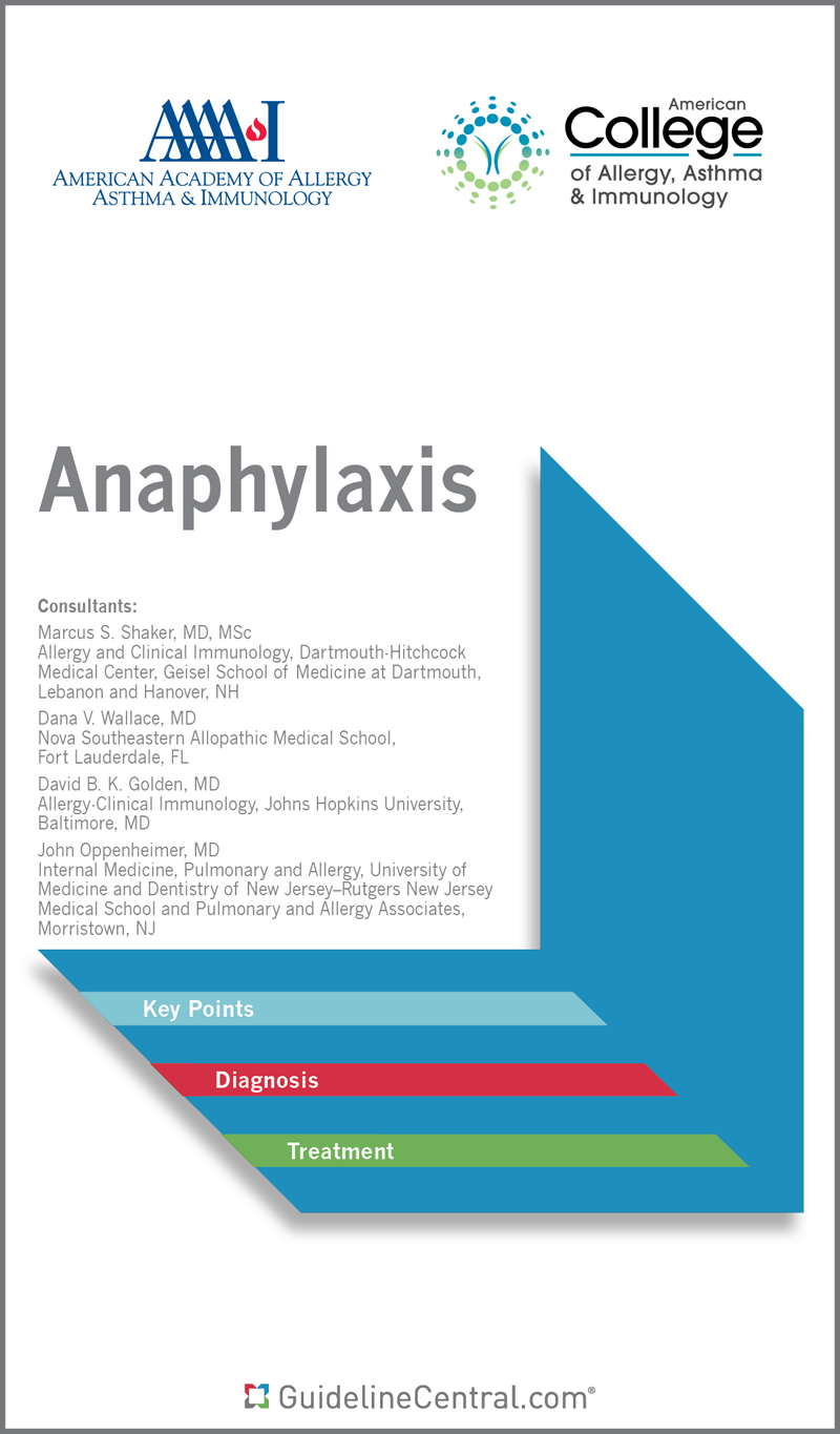 Anaphylaxis Clinical Guidelines Pocket Guide Guideline Central